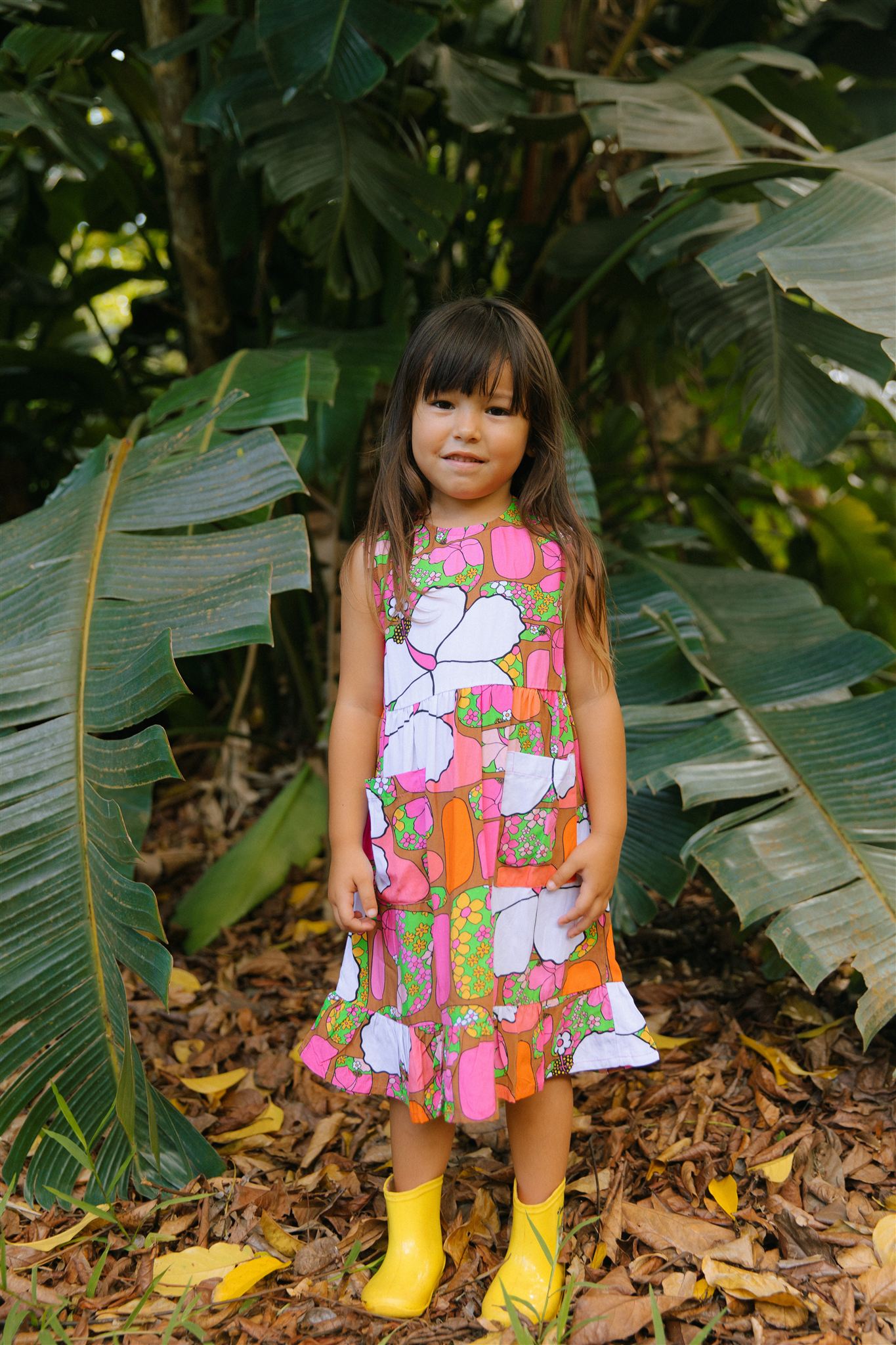 Kaliko Girlʻs Dress in Pua Patches
