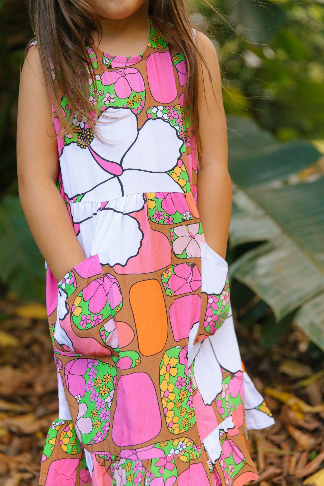 Kaliko Girlʻs Dress in Pua Patches