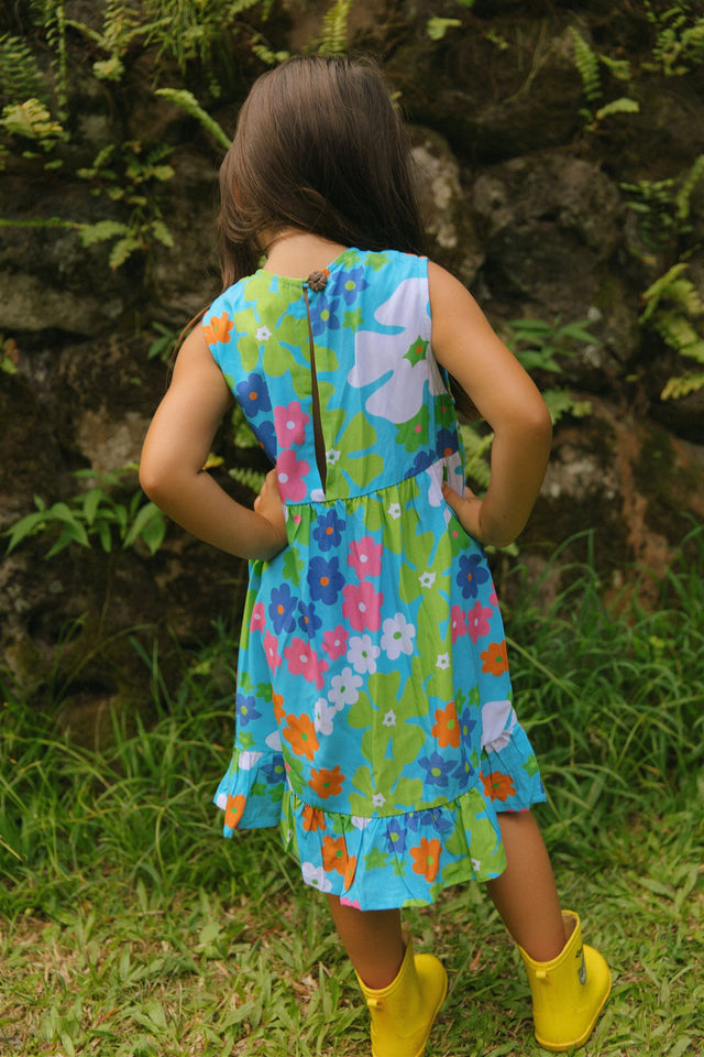 Kaliko Girlʻs Dress in Blue Pua Party
