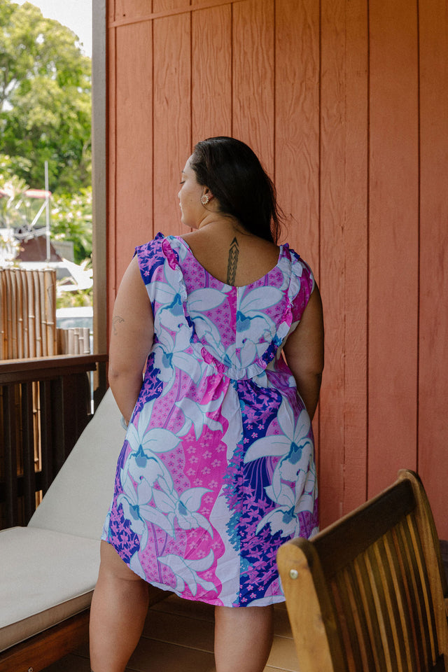 Mini Bernice Dress in Purple Jade's Orchids