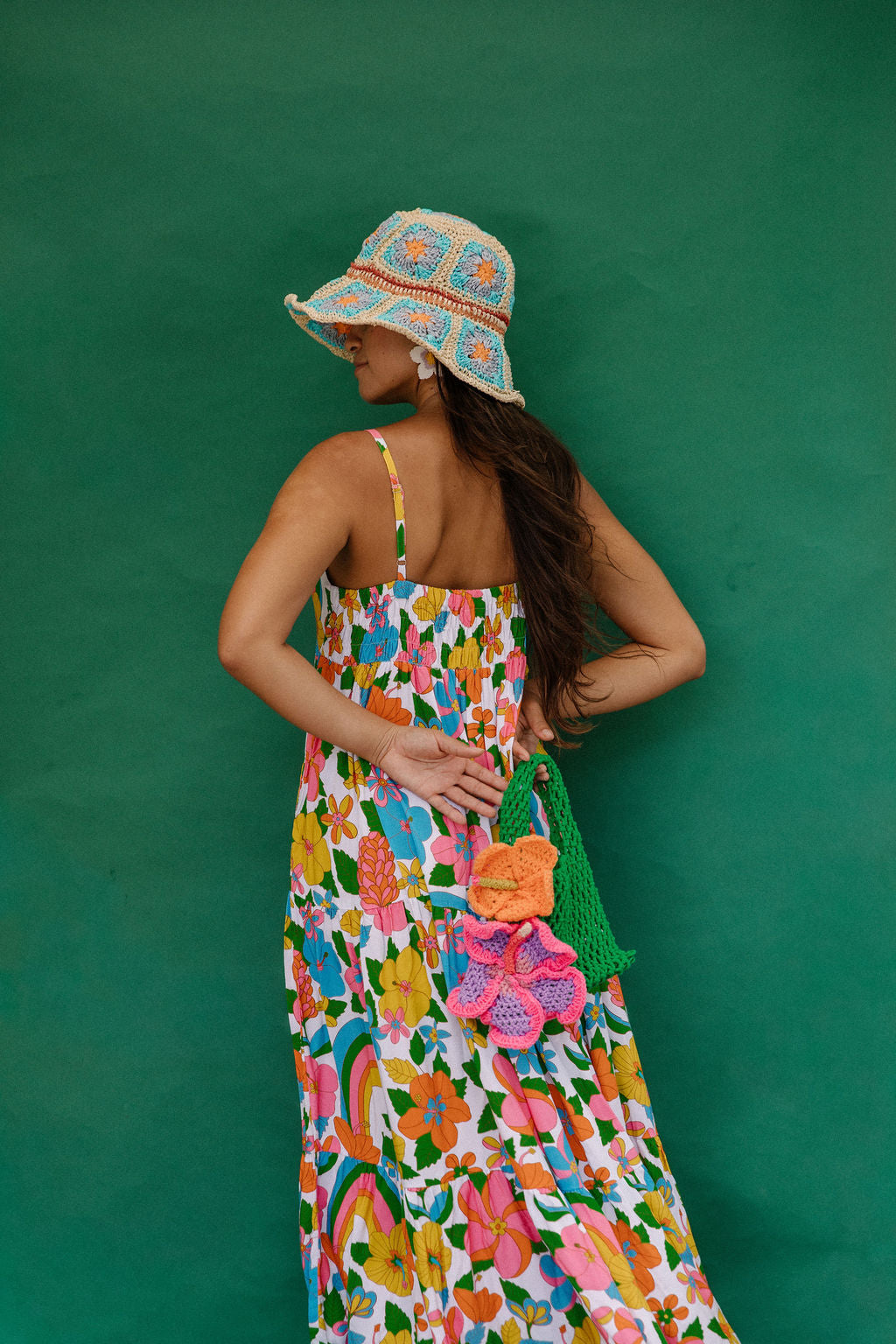 Maxi Rell Dress in Retro Rainbow Garden