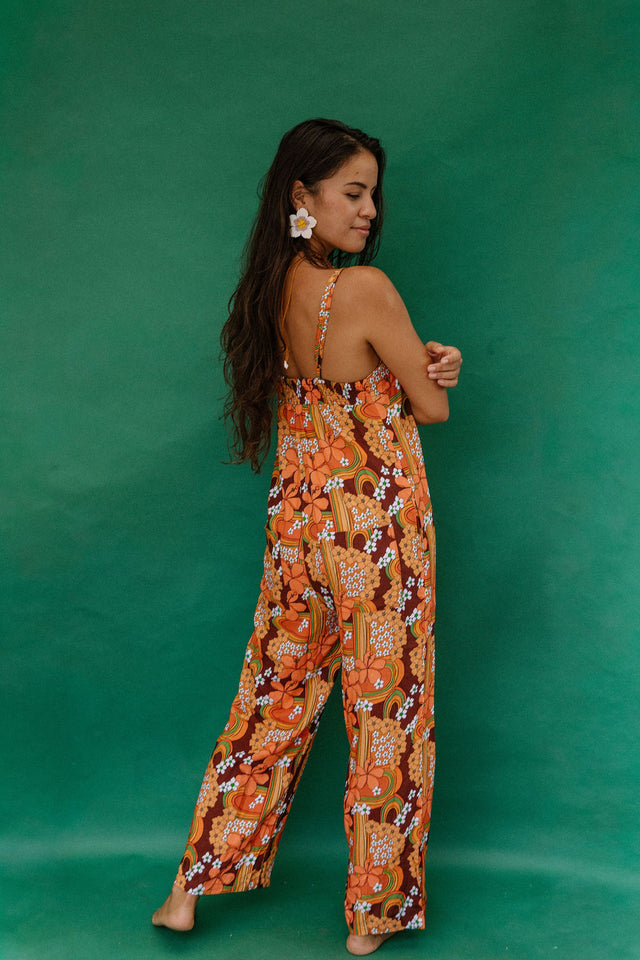 Iolani Jumpsuit in Brown Retro Rainbow