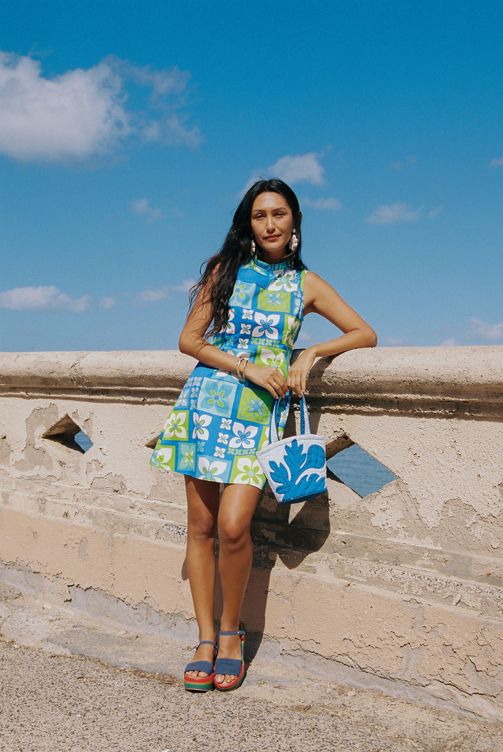 Jennie Dress in Blue Pua Squares