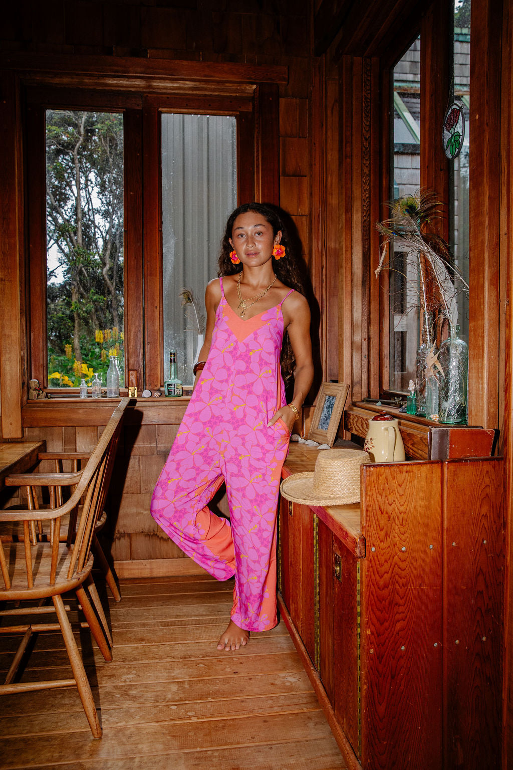 Iolani Jumpsuit in Purple Wild Hibiscus