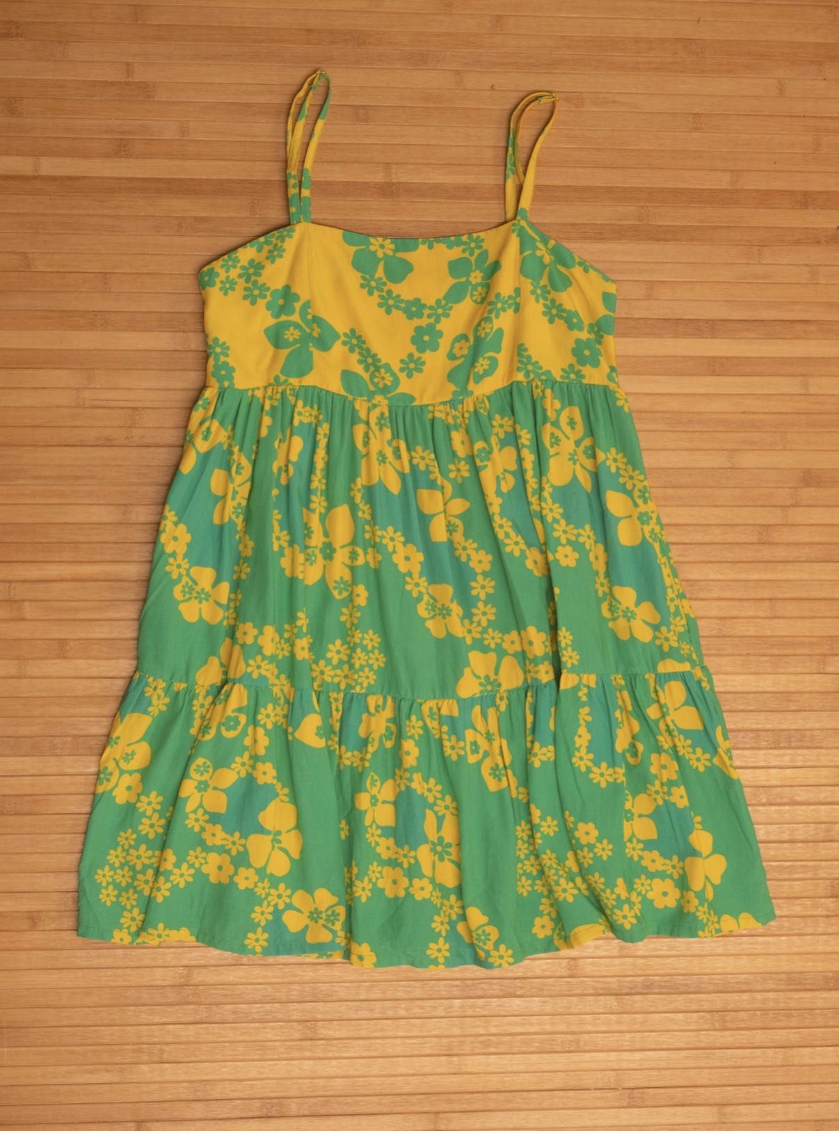 Mini Rell Dress in Teal & Yellow Lei Pareu