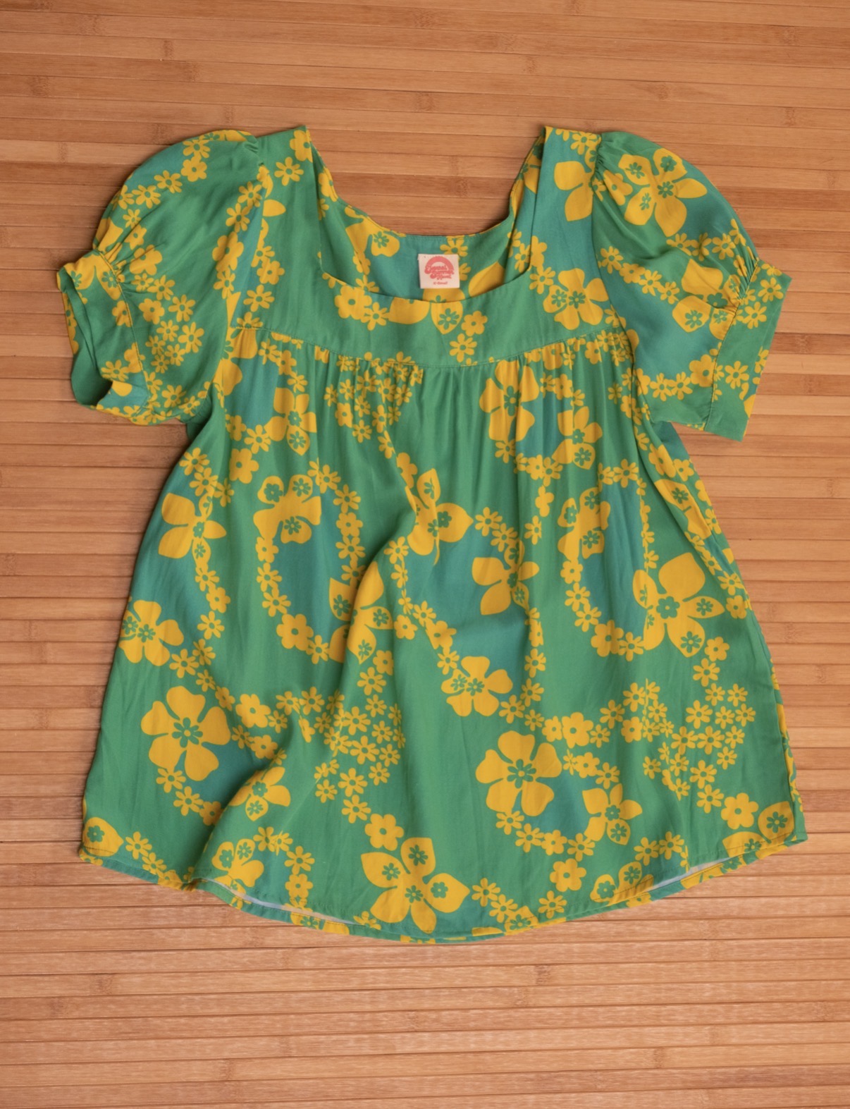 Emma Top in Teal & Yellow Lei Pareu