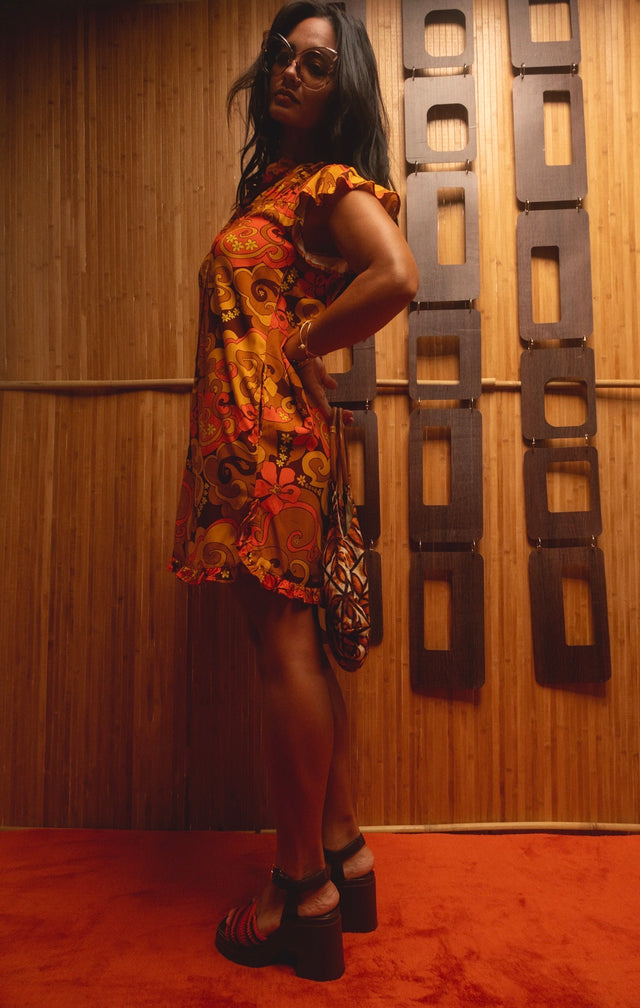 Mary Dress in Psychedelic Hibiscus
