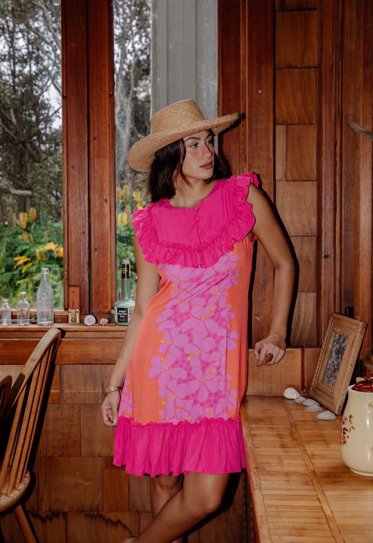 Ruth Dress in Electric Hibiscus