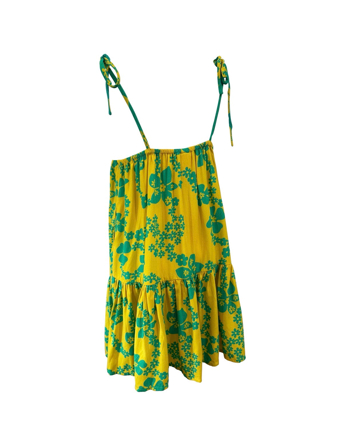 Paulette Dress in Teal & Yellow Lei Pareu