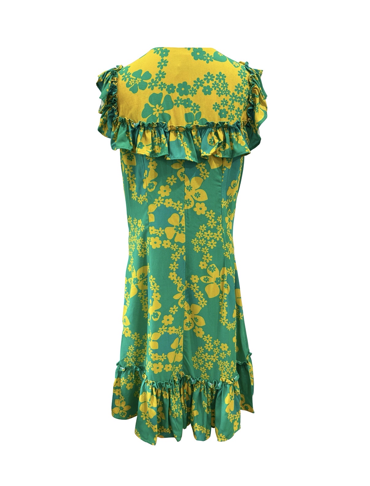 Ruth Dress in Teal & Yellow Lei Pareu