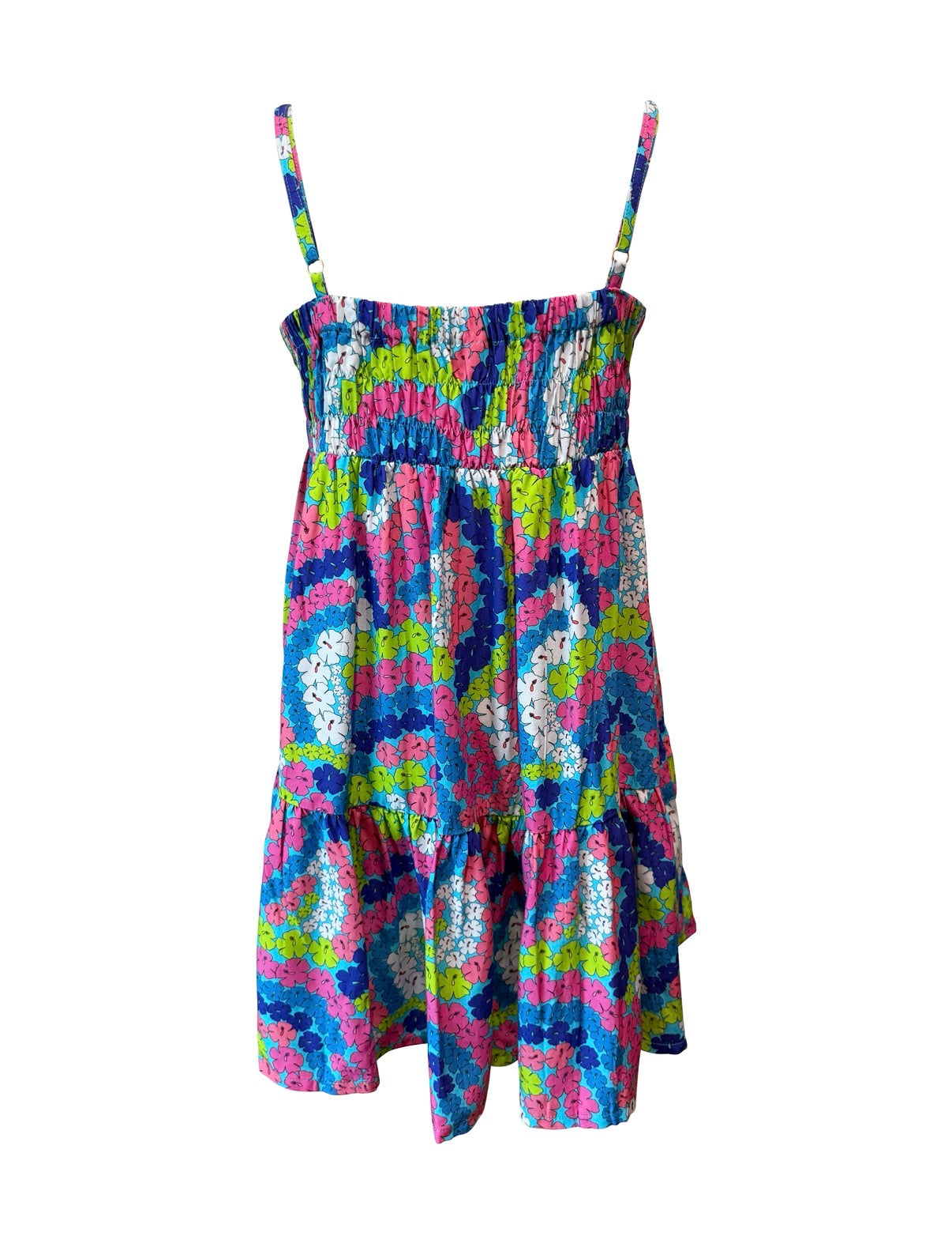 Mini Rell Dress in Blue Rainbow Hibiscus