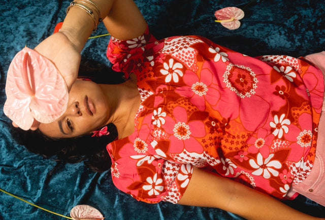 Emma Top in Pink Tiare Garden