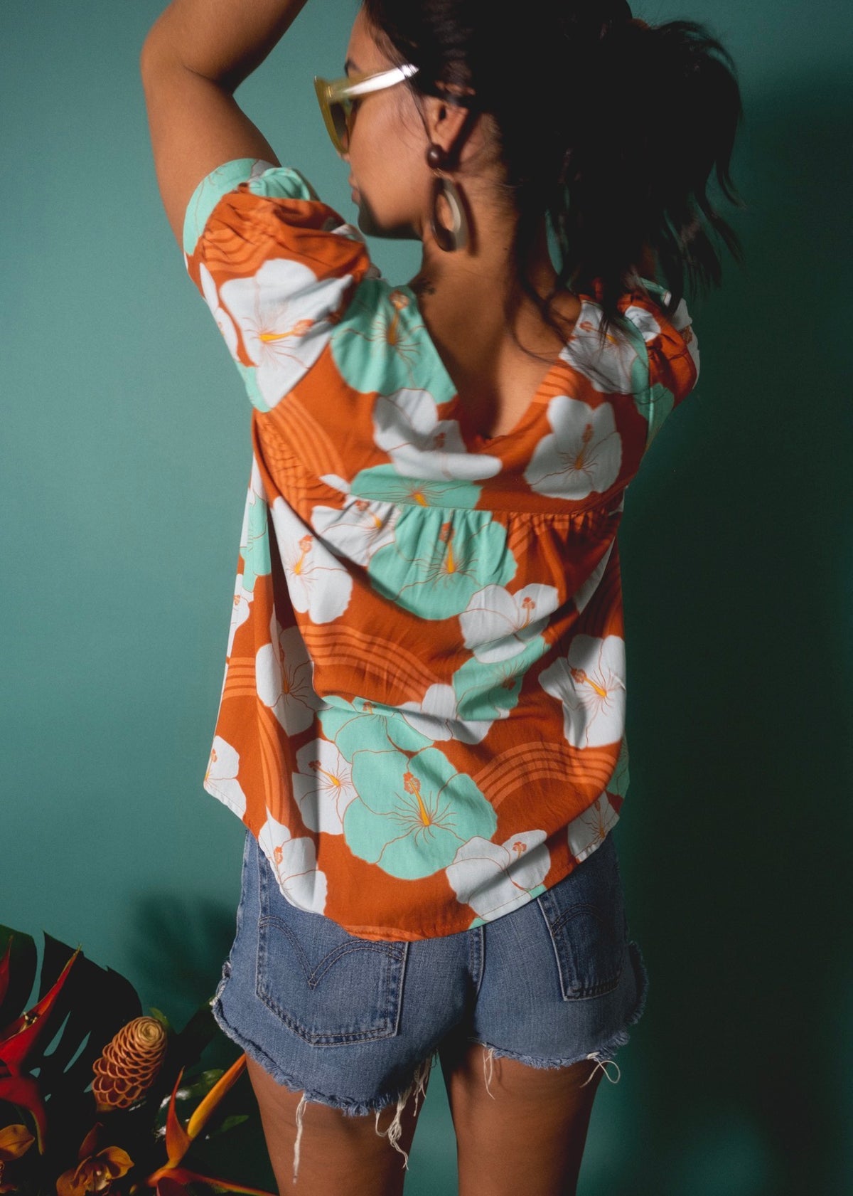 Emma Top in Mint Chocolate Hibiscus