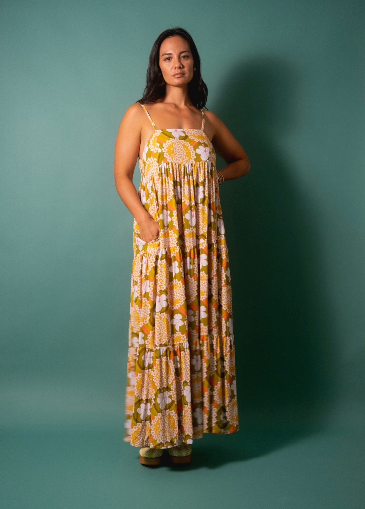 Maxi Rell Dress in Hibiscus Halo