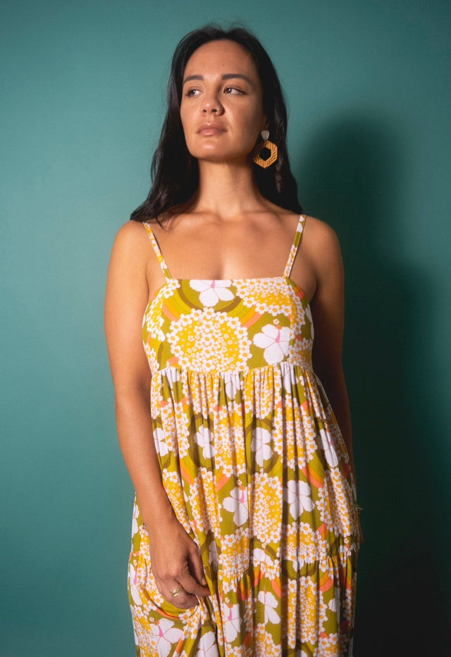 Maxi Rell Dress in Hibiscus Halo
