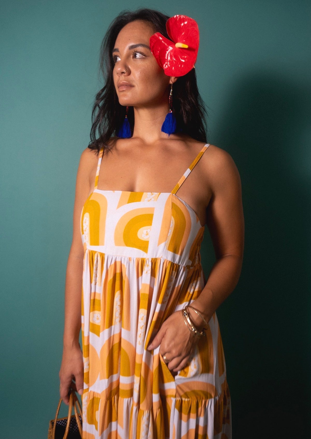 Maxi Rell Dress in Golden Rainbows