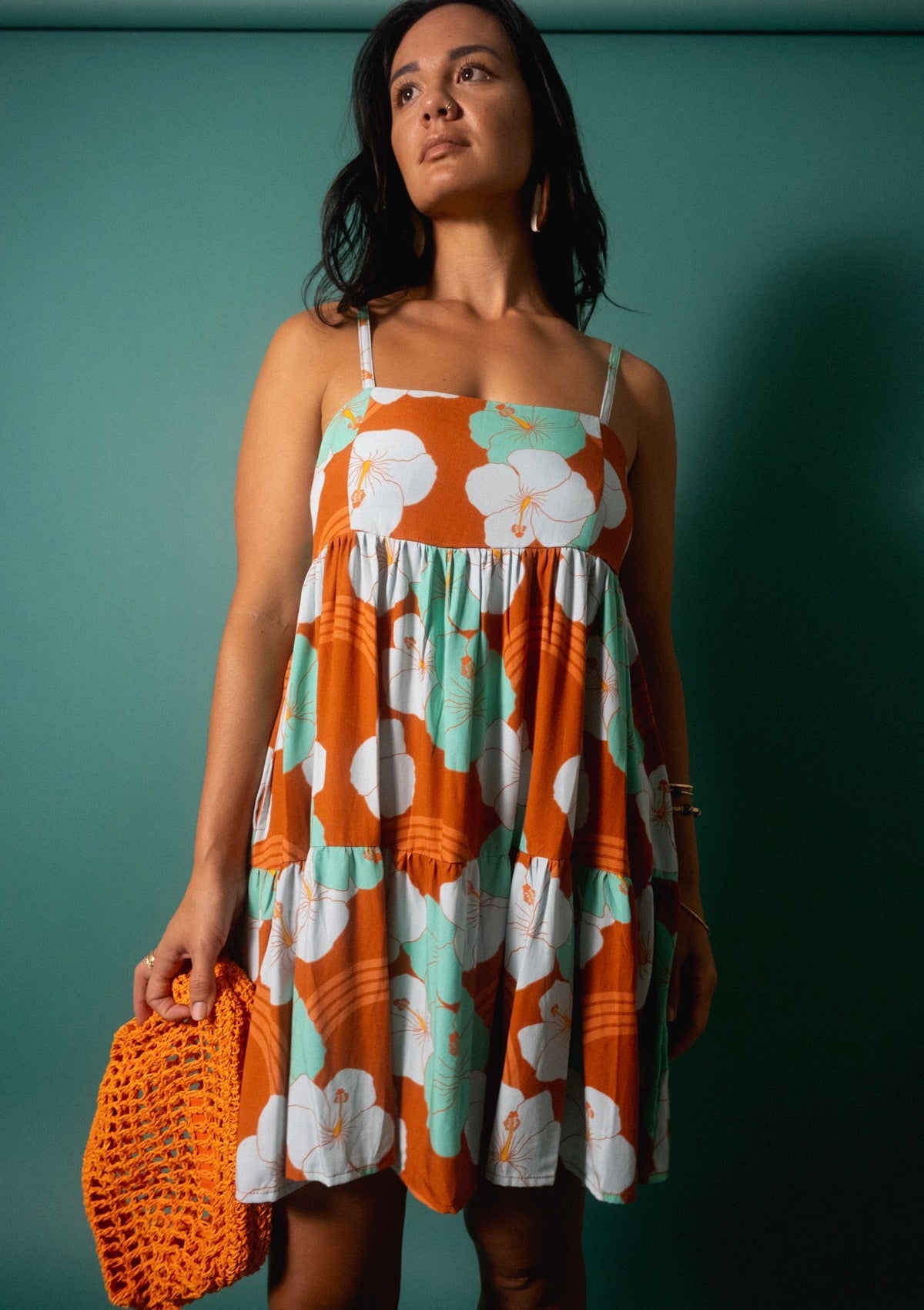 Mini Rell Dress in Mint Chocolate Hibiscus