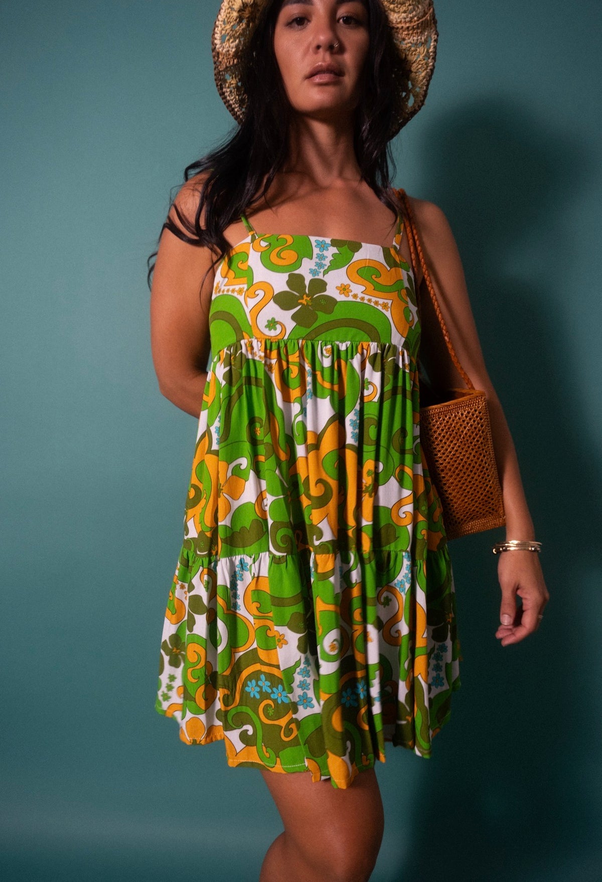 Mini Rell Dress in Psychedelic Lemon Lime
