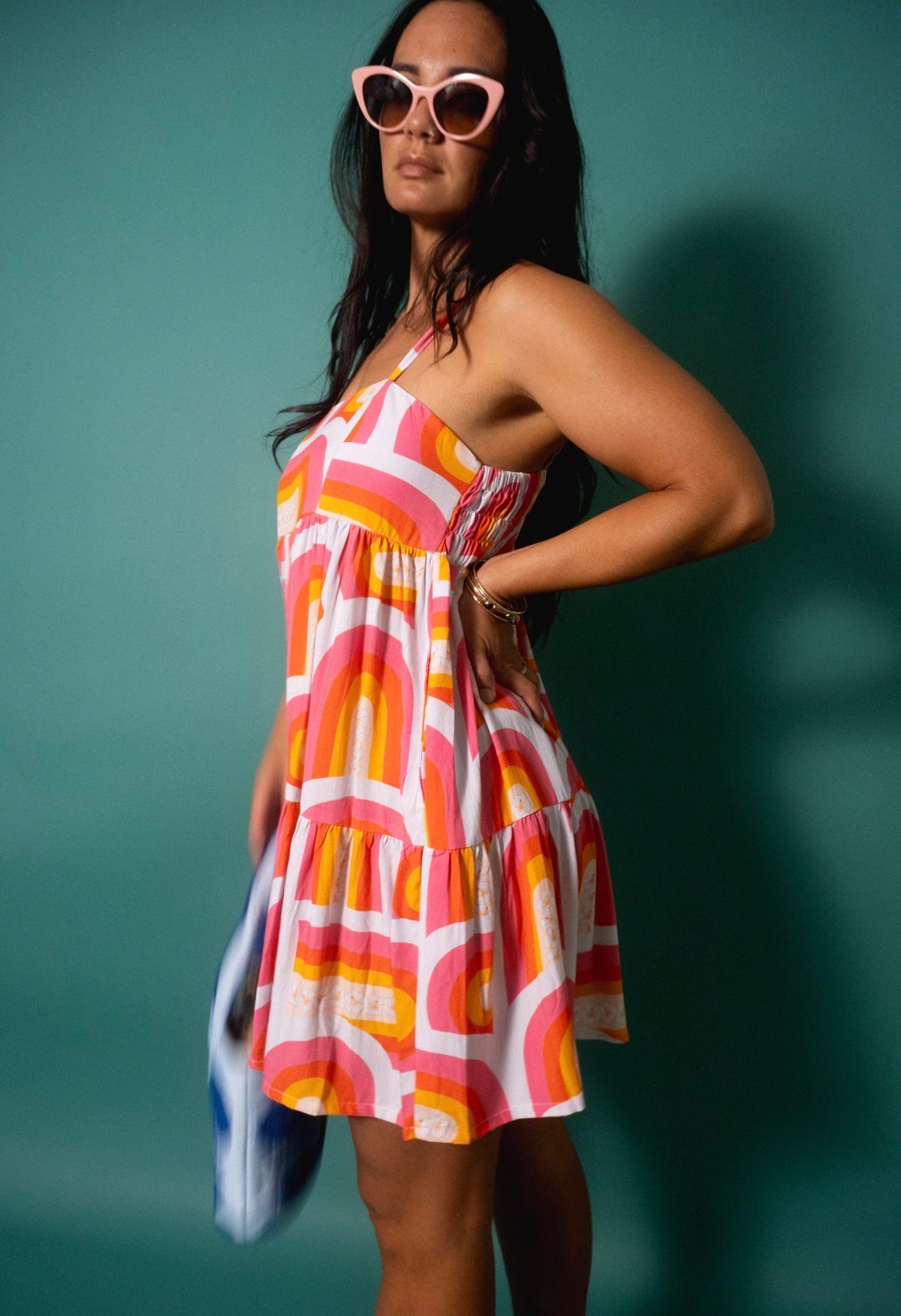 Mini Rell Dress in Strawberry Lemonade Rainbows