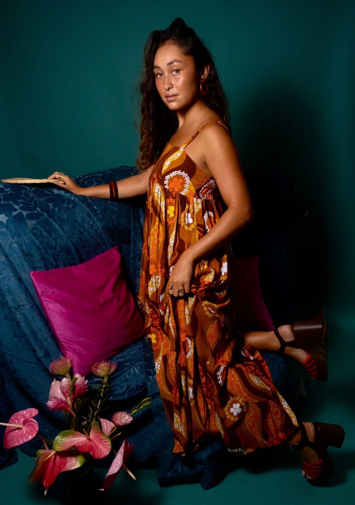 Maxi Rell Dress in Orange Mocha Swirl