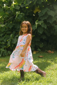 Kaliko Girlʻs Dress in Anuenue Waves
