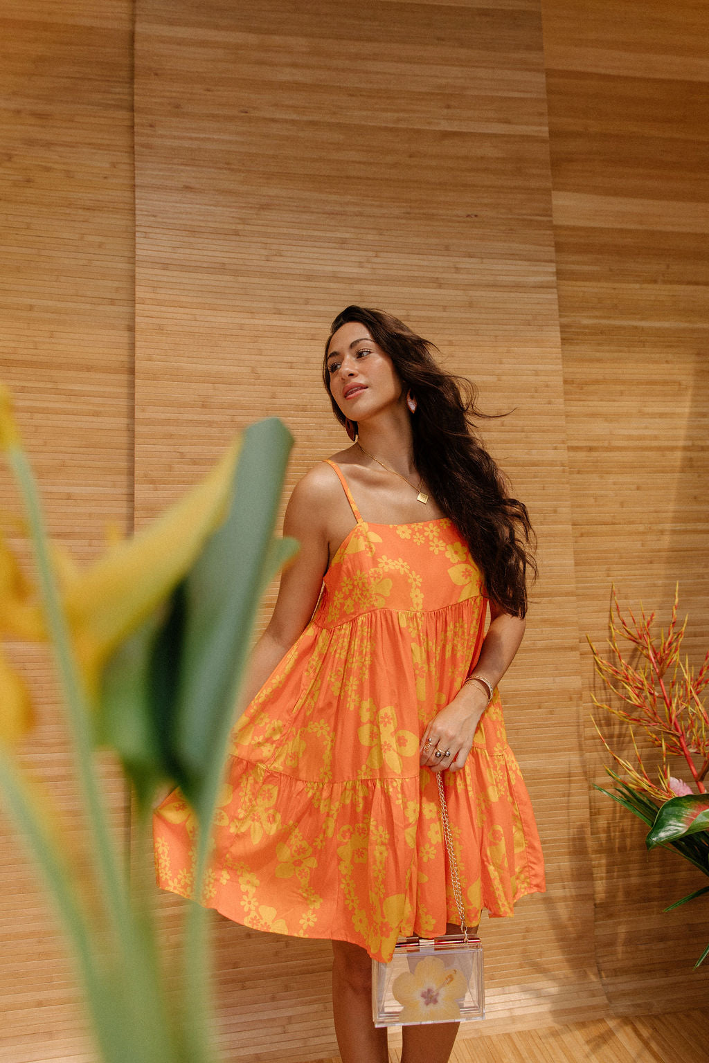 Mini Rell Dress in Orange Lei Pareu