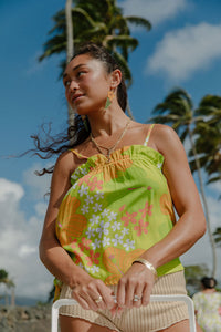 Natasha Top in Lime & Tangerine Dream