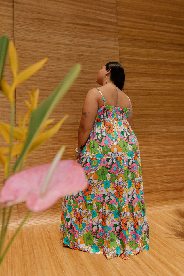 Maxi Rell Dress in Rainbow Blooms