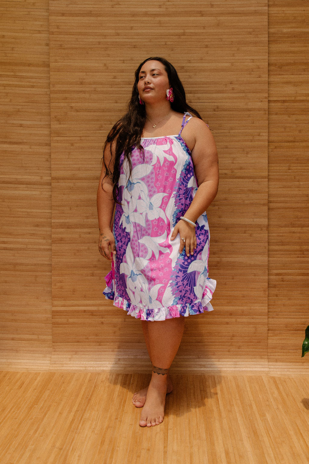 Colette Dress in Purple Jade's Orchids