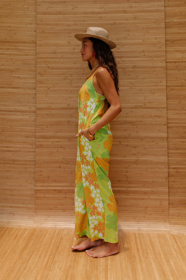 Iolani Jumpsuit in Lime and Tangerine Dream