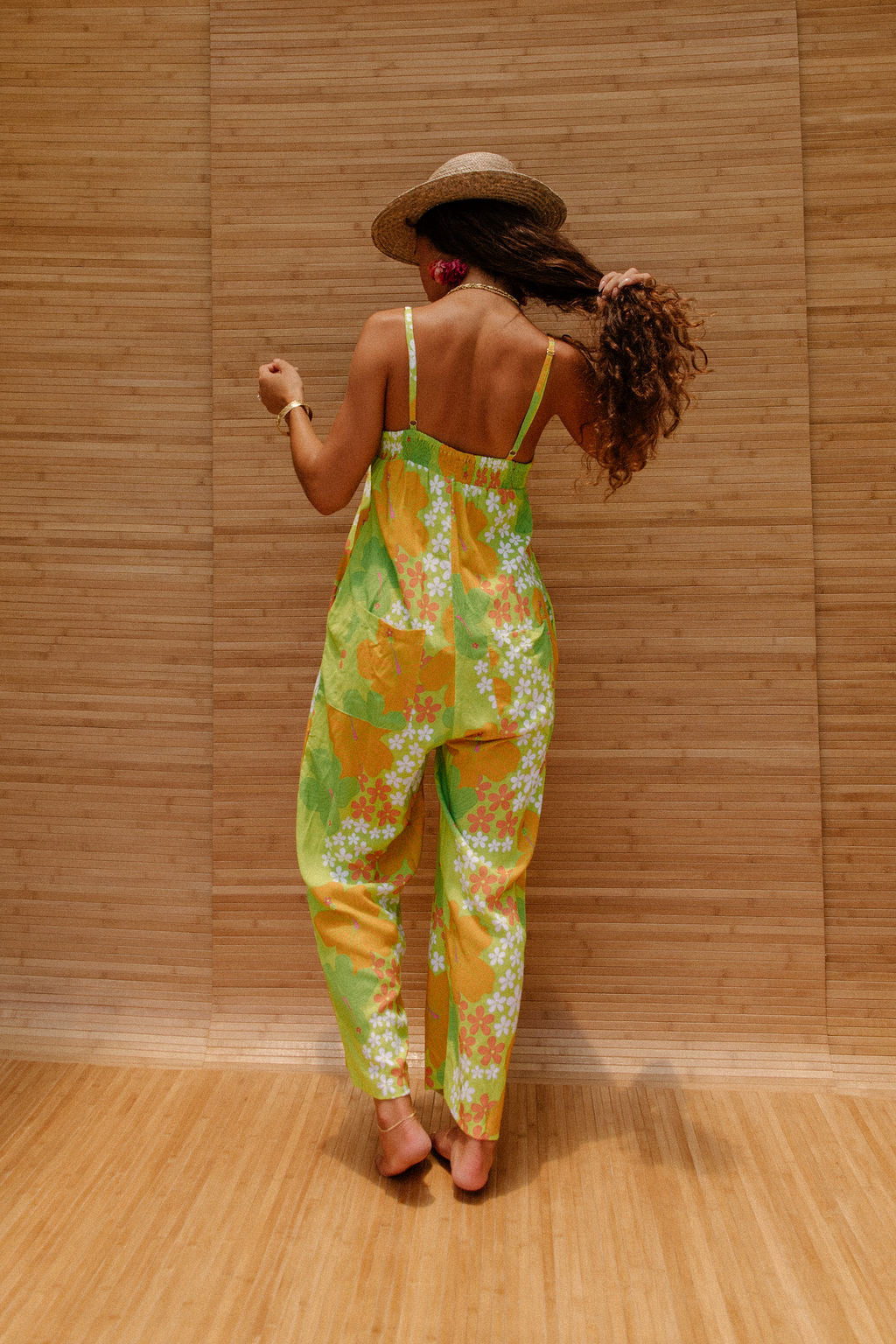 Iolani Jumpsuit in Lime and Tangerine Dream