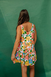 Isabella Dress in Retro Rainbow Garden