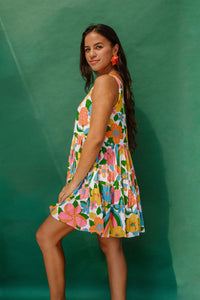 Isabella Dress in Retro Rainbow Garden