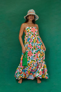 Maxi Rell Dress in Retro Rainbow Garden