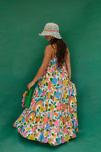 Maxi Rell Dress in Retro Rainbow Garden