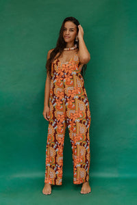Iolani Jumpsuit in Brown Retro Rainbow