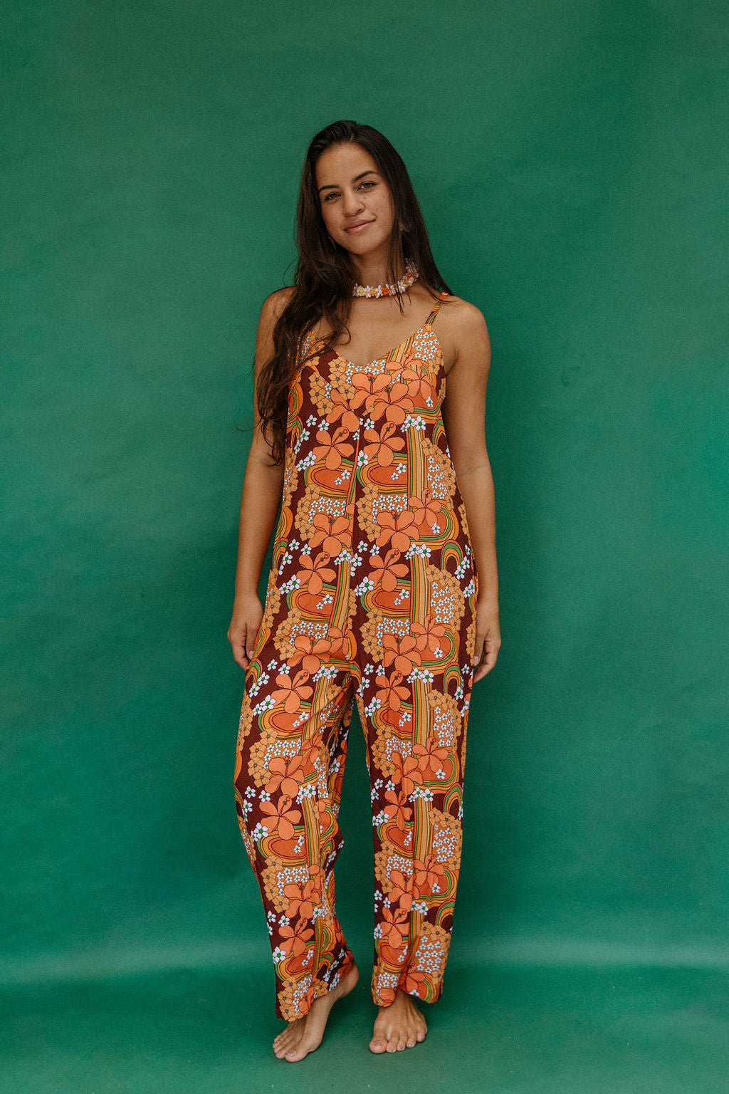 Iolani Jumpsuit in Brown Retro Rainbow