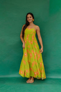 Maxi Rell Dress in Olive and Orange Blooms