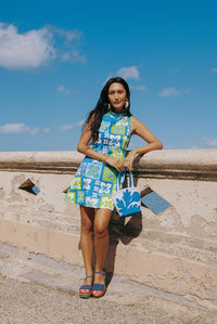 Jennie Dress in Blue Pua Squares