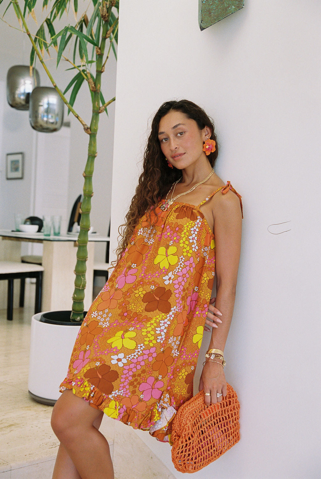 Colette Dress in Coconut & POG Hibiscus