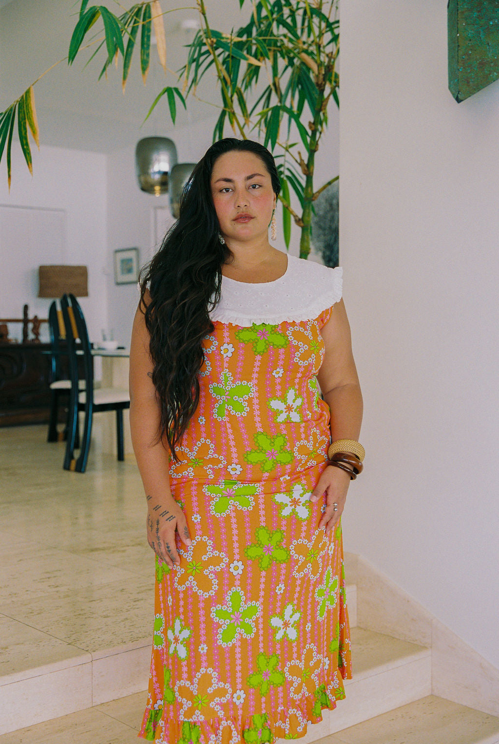 Midi Haunani Dress in Sunset Petals