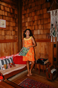 Cindy Dress in Orange Lei Pareu