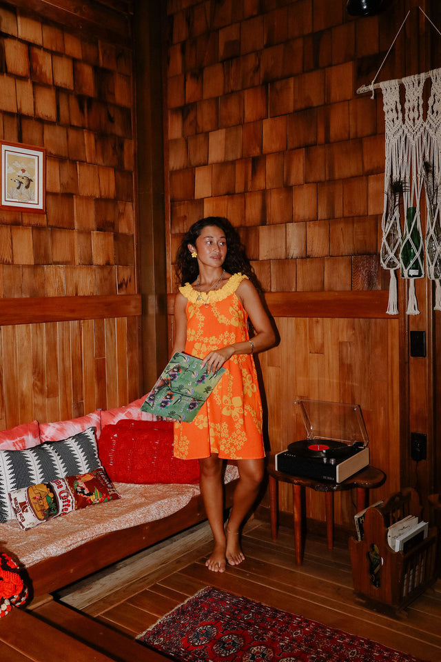Cindy Dress in Orange Lei Pareu