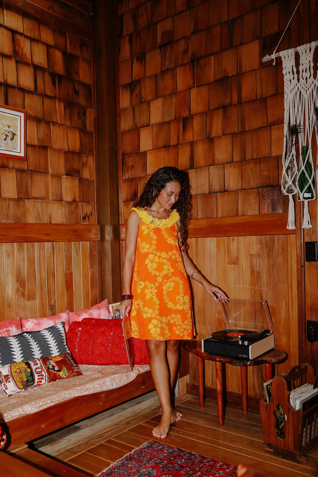 Cindy Dress in Orange Lei Pareu