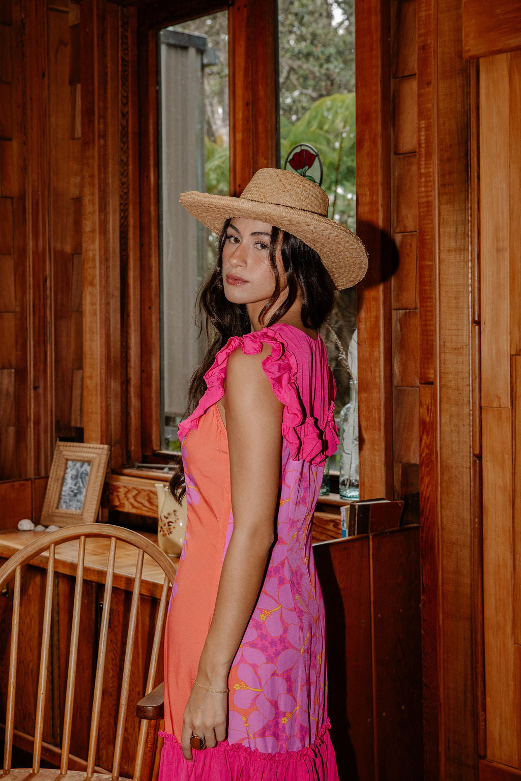 Ruth Dress in Purple Wild Hibiscus