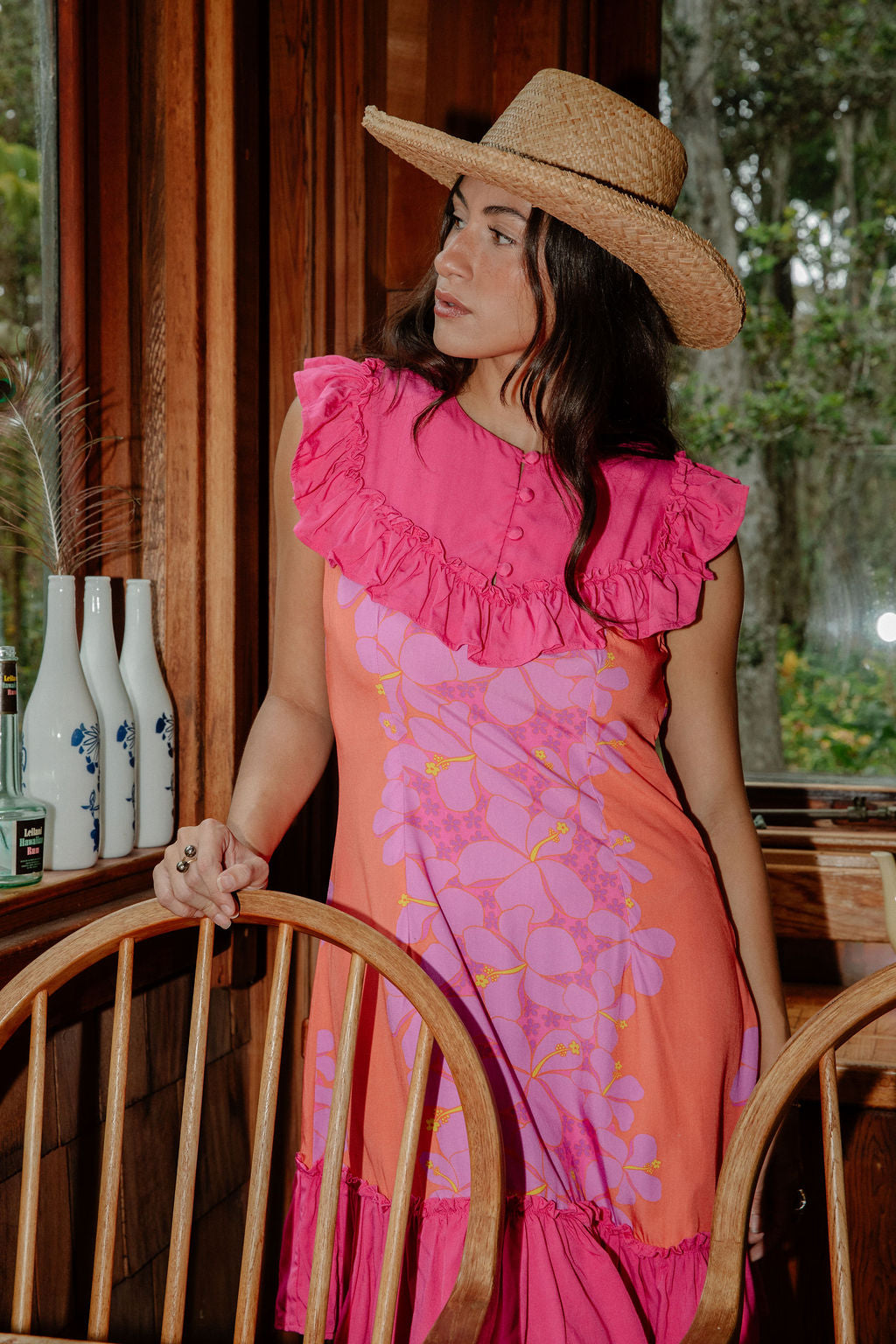 Ruth Dress in Purple Wild Hibiscus