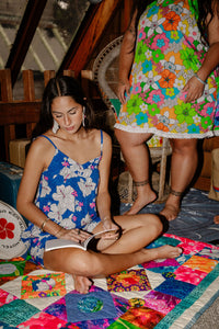 Iolani Romper in Deep Blue Kokio