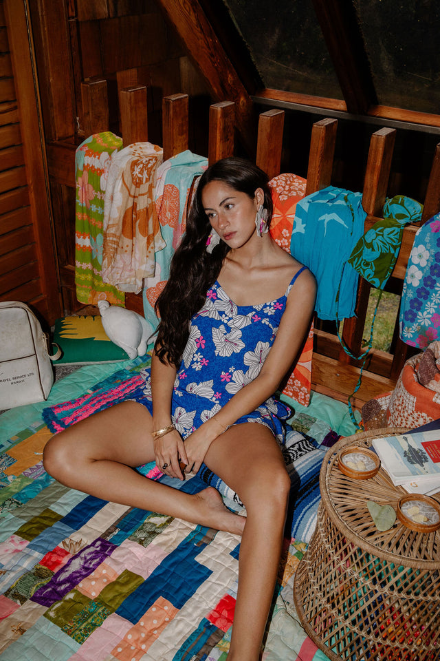 Iolani Romper in Deep Blue Kokio