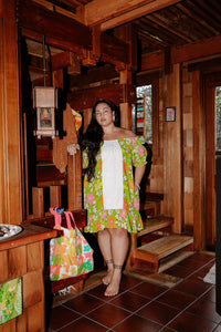 Abigail Dress in Green Flower Boxes