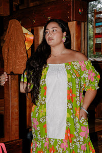 Abigail Dress in Green Flower Boxes
